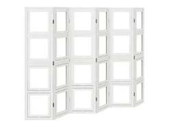 Biombo separador de 6 paneles madera maciza Paulownia blanco ES357984