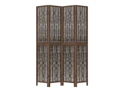Biombo separador de 4 paneles madera paulownia marrón oscuro ES450380