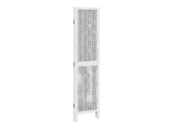 Biombo separador de 3 paneles madera maciza Paulownia blanco ES254701