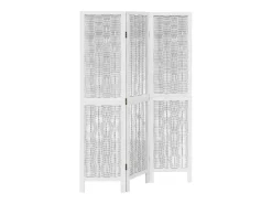 Biombo separador de 3 paneles madera maciza Paulownia blanco ES254701