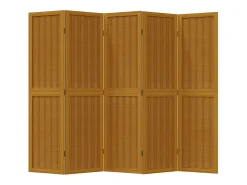 Biombo separador de 5 paneles madera maciza paulownia marrón ES729638