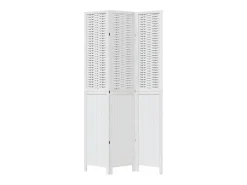 Biombo separador de 3 paneles madera maciza Paulownia blanco ES923756
