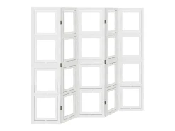 Biombo separador de 5 paneles madera maciza Paulownia blanco ES762723