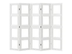 Biombo separador de 5 paneles madera maciza Paulownia blanco ES762723