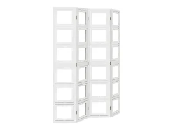 Biombo separador de 4 paneles madera maciza Paulownia blanco ES886339