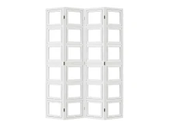 Biombo separador de 4 paneles madera maciza Paulownia blanco ES886339