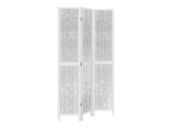 Biombo separador de 3 paneles madera maciza Paulownia blanco ES689487