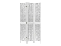 Biombo separador de 3 paneles madera maciza Paulownia blanco ES689487
