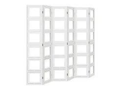 Biombo separador de 6 paneles madera maciza Paulownia blanco ES923675