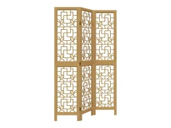 Biombo separador de 3 paneles madera maciza paulownia marrón ES344417