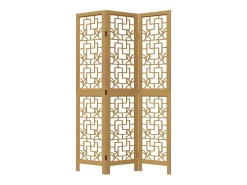 Biombo separador de 3 paneles madera maciza paulownia marrón ES344417