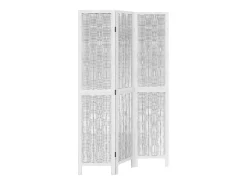 Biombo separador de 3 paneles madera maciza Paulownia blanco ES107386