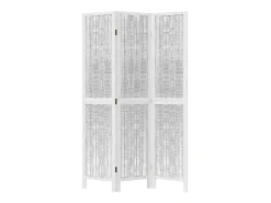 Biombo separador de 3 paneles madera maciza Paulownia blanco ES107386