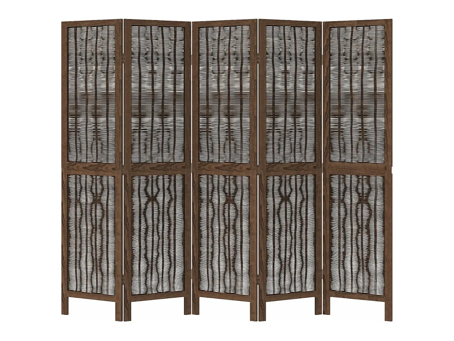 Biombo separador de 5 paneles madera paulownia marrón oscuro ES222478