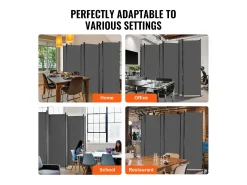 Biombo Separador De 6 Paneles SucceBuy, Pantalla De Privacidad De Tela Para Oficina, Dormitorio, Gris
