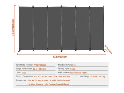 Biombo Separador De 6 Paneles SucceBuy, Pantalla De Privacidad De Tela Para Oficina, Dormitorio, Gris
