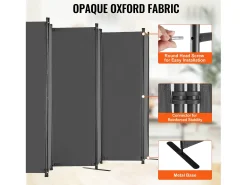 Biombo Separador De 6 Paneles SucceBuy, Pantalla De Privacidad De Tela Para Oficina, Dormitorio, Gris
