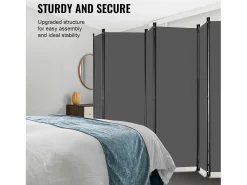 Biombo Separador De 6 Paneles SucceBuy, Pantalla De Privacidad De Tela Para Oficina, Dormitorio, Gris