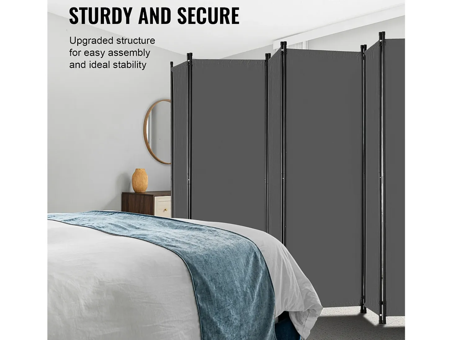 Biombo Separador De 6 Paneles SucceBuy, Pantalla De Privacidad De Tela Para Oficina, Dormitorio, Gris