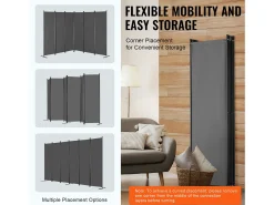 Biombo Separador De 6 Paneles SucceBuy, Pantalla De Privacidad De Tela Para Oficina, Dormitorio, Gris