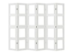 Biombo separador de 6 paneles madera maciza Paulownia blanco ES424683