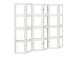 Biombo separador de 6 paneles madera maciza Paulownia blanco ES424683