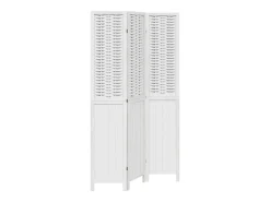 Biombo separador de 3 paneles madera maciza Paulownia blanco ES977445