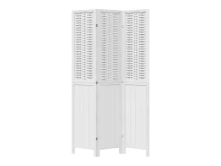 Biombo separador de 3 paneles madera maciza Paulownia blanco ES977445