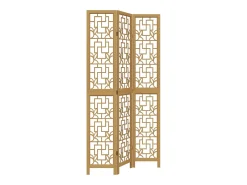 Biombo separador de 3 paneles madera maciza paulownia marrón ES382280