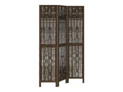 Biombo separador de 3 paneles madera paulownia marrón oscuro ES619355