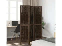 Biombo separador de 3 paneles madera paulownia marrón oscuro ES619355