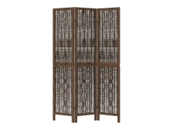 Biombo separador de 3 paneles madera paulownia marrón oscuro ES619355