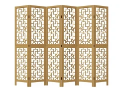 Biombo separador de 6 paneles madera maciza paulownia marrón ES314596