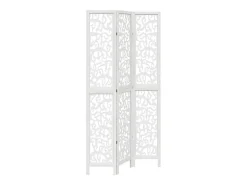 Biombo separador de 3 paneles madera maciza Paulownia blanco ES316099