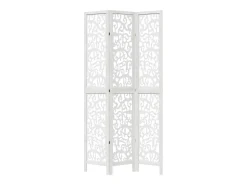 Biombo separador de 3 paneles madera maciza Paulownia blanco ES316099