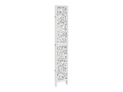 Biombo separador de 3 paneles madera maciza Paulownia blanco ES316099