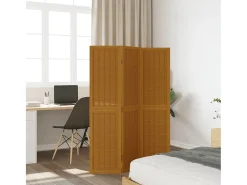 Biombo separador de 3 paneles madera maciza paulownia marrón ES861830