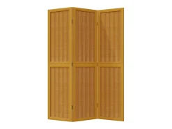 Biombo separador de 3 paneles madera maciza paulownia marrón ES861830