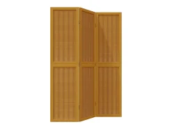 Biombo separador de 3 paneles madera maciza paulownia marrón ES861830