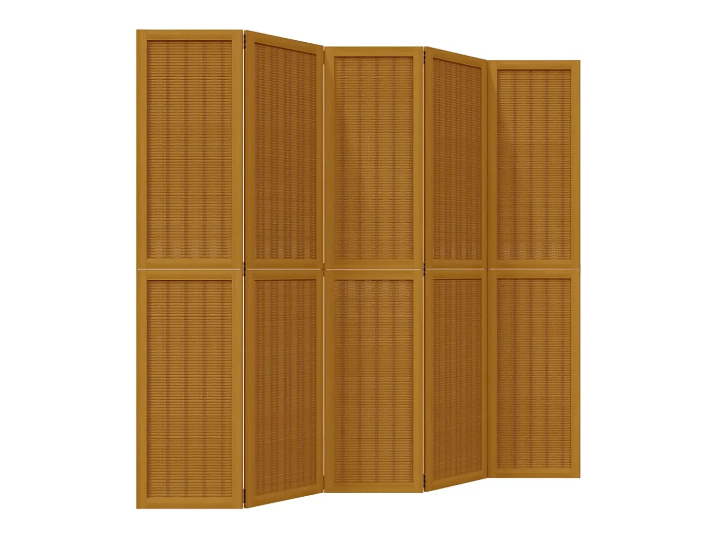 Biombo separador de 5 paneles madera maciza paulownia marrón ES277706
