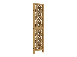Biombo separador de 5 paneles madera maciza paulownia marrón ES279208