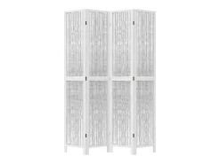 Biombo separador de 4 paneles madera maciza Paulownia blanco ES902621