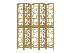 Biombo separador de 5 paneles madera maciza paulownia marrón ES827340