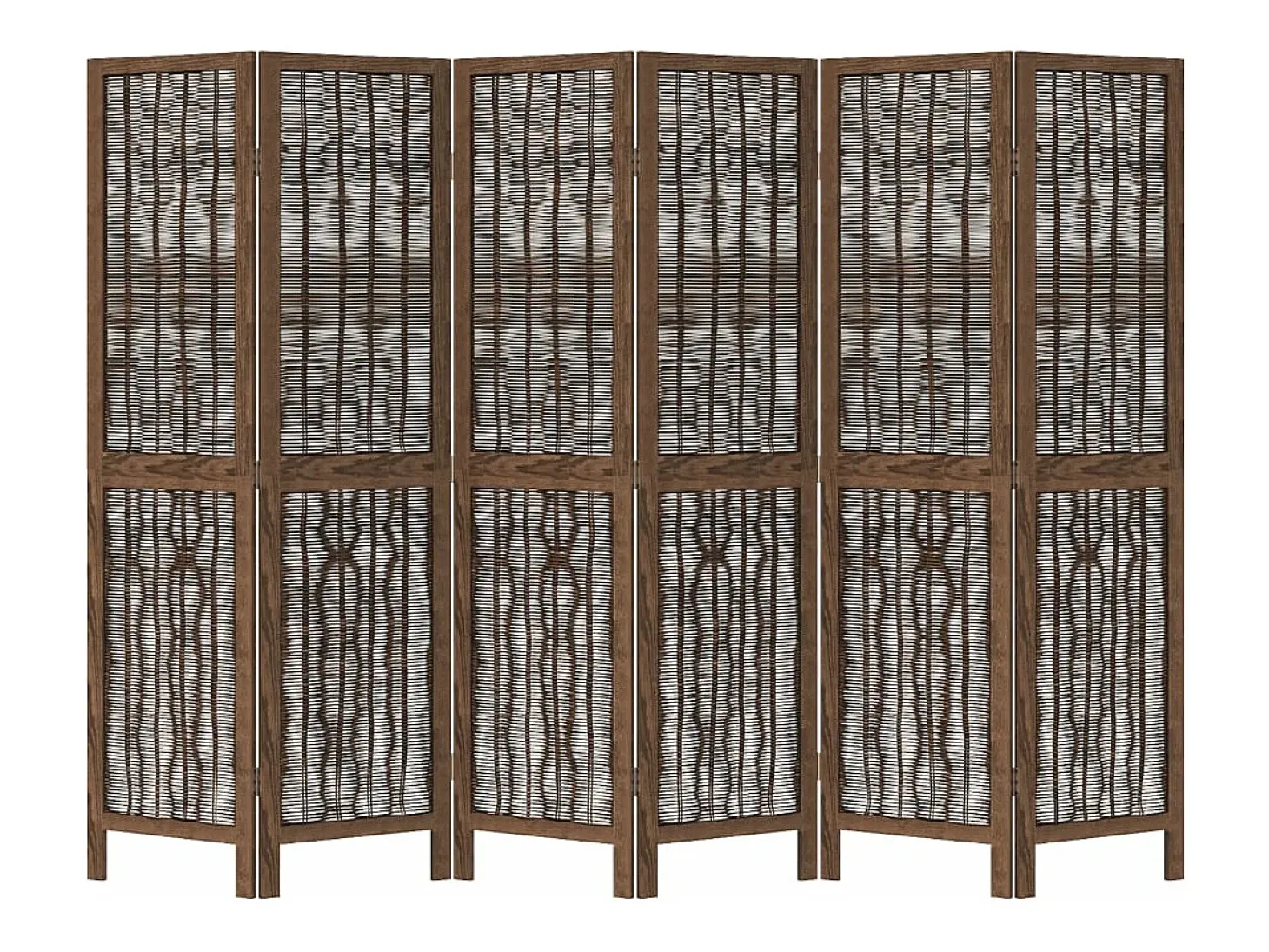 Biombo separador de 6 paneles madera paulownia marrón oscuro ES652260