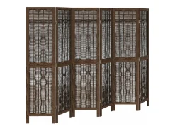 Biombo separador de 6 paneles madera paulownia marrón oscuro ES652260