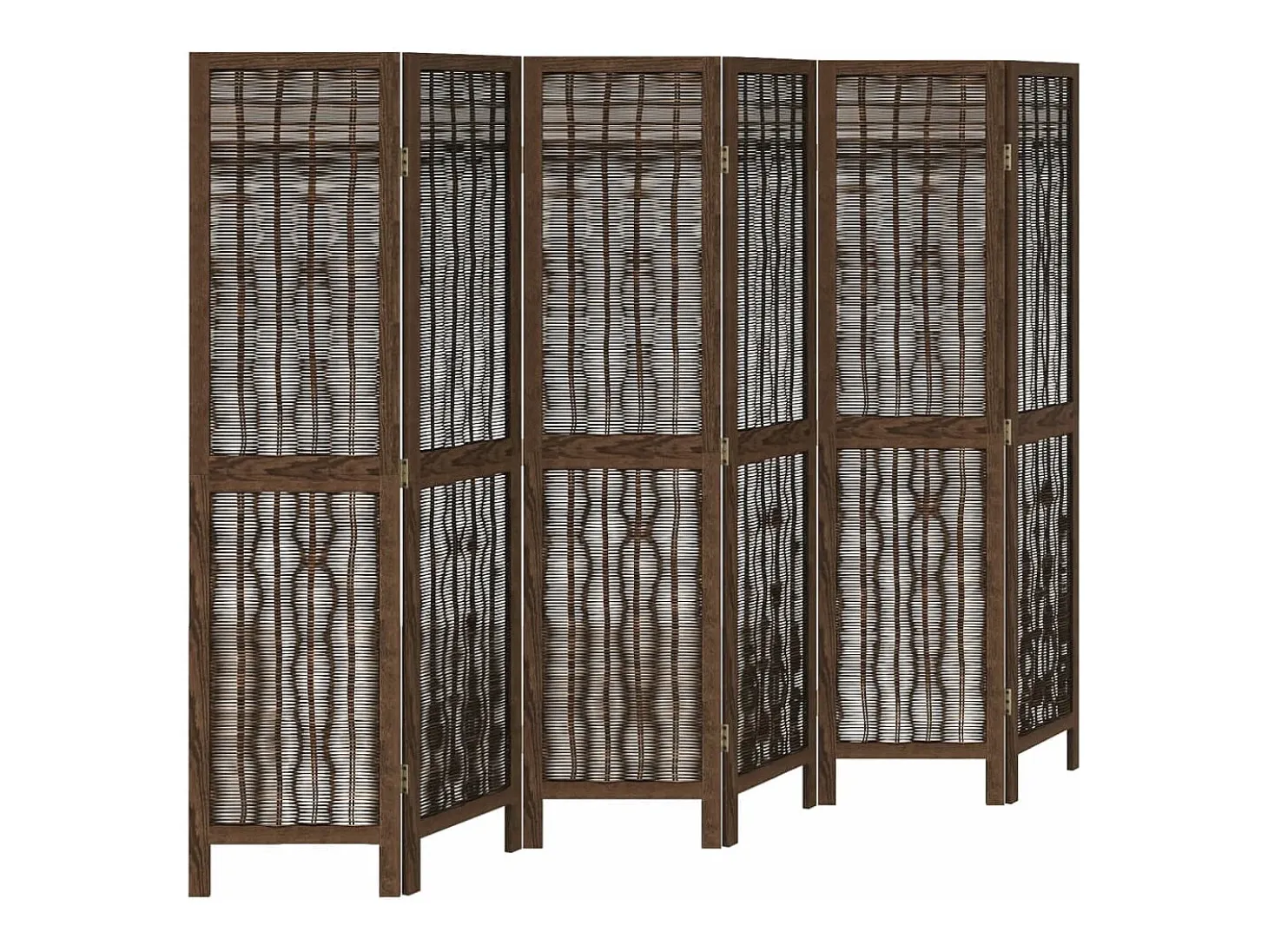 Biombo separador de 6 paneles madera paulownia marrón oscuro ES652260