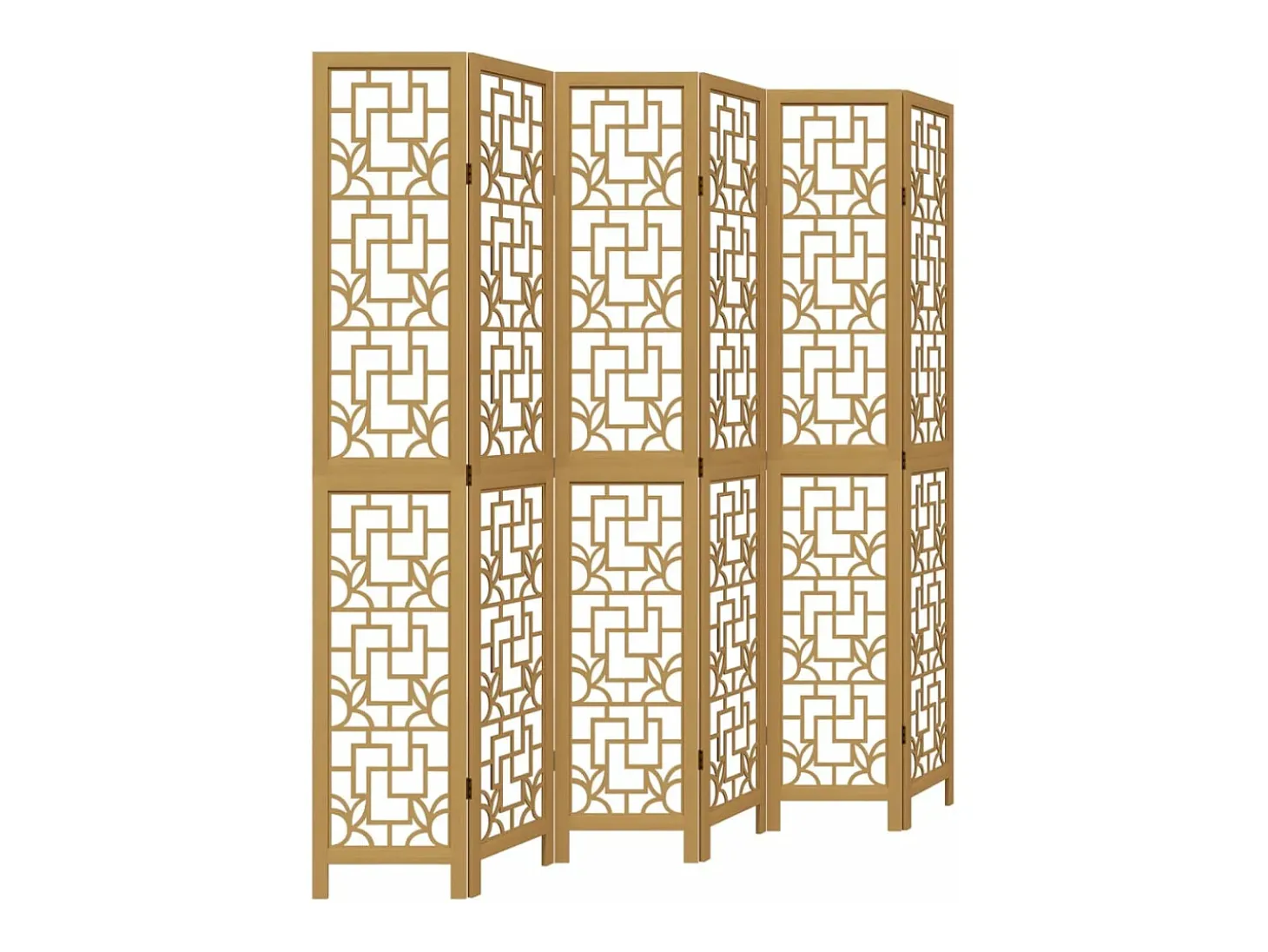 Biombo separador de 6 paneles madera maciza paulownia marrón ES718804