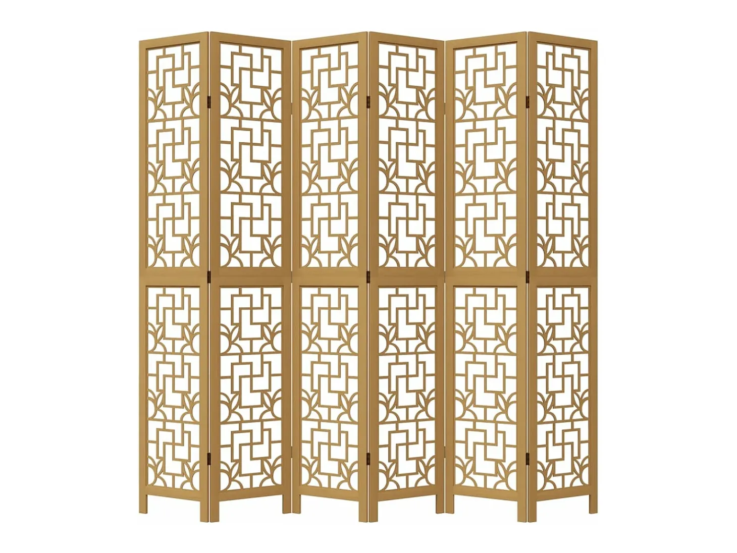 Biombo separador de 6 paneles madera maciza paulownia marrón ES718804