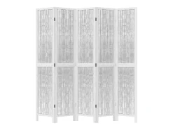 Biombo separador de 5 paneles madera maciza Paulownia blanco ES217926