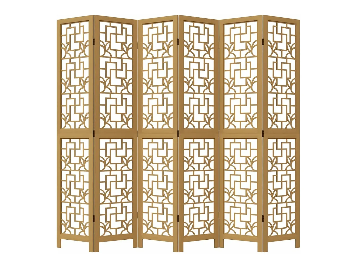 Biombo separador de 6 paneles madera maciza paulownia marrón ES692106